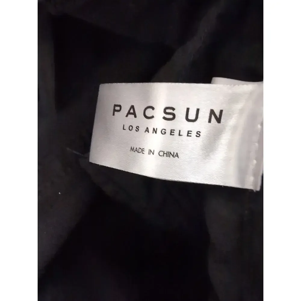 PacSun Mom Short Black Denim Tie Belt Raw Hem Women's 25 Beach Resort (1116)